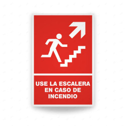 Rótulo Contra Incendios - Use la escalera en caso de incendio flecha arriba lado derecho | Cod. CI-143