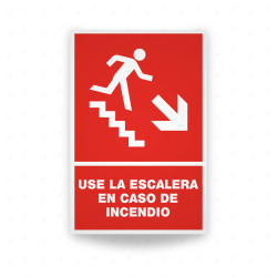 Rótulo Contra Incendios - Use la escalera en caso de incendio flecha abajo lado derecho| Cod. CI-144