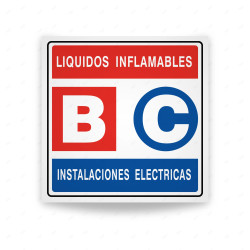 Rótulo Contra Incendios - Extintor Liquidos inflamables instalaciones electricas| Cod. CI-040