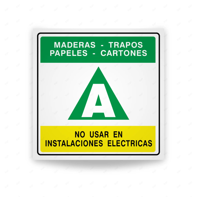 Rótulo Contra Incendios - No usar en instalaciones electricas  | Cod. CI-039