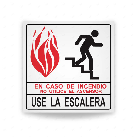 Rótulo Contra Incendios - en caso de emrgencia use escalera no ascensor | Cod. CI-046