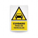 Rótulo de Atención - Cuidado paso de vehiculos | Cod. AD-655