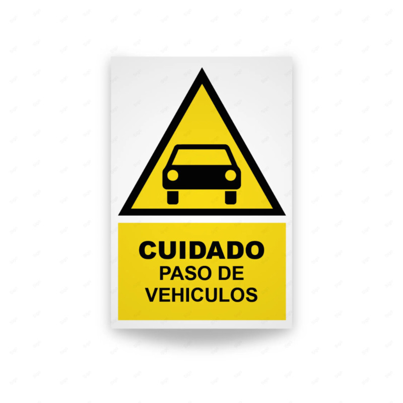 Rótulo de Atención - Cuidado paso de vehiculos | Cod. AD-655