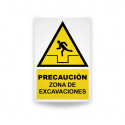Rótulo de Atención - Precaucion zona de excavaciones | Cod. AD-657