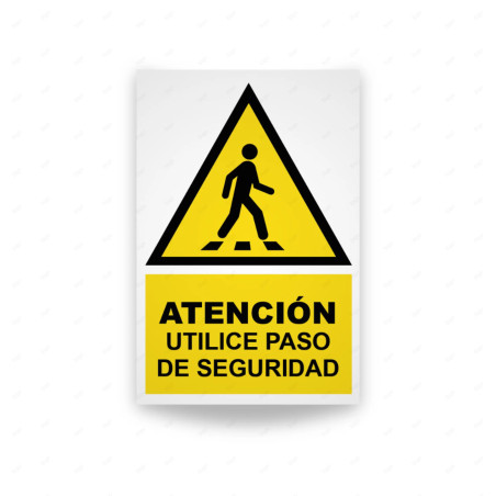 Rótulo de Atención - Atencion utilice paso de seguridad  | Cod. AD-668