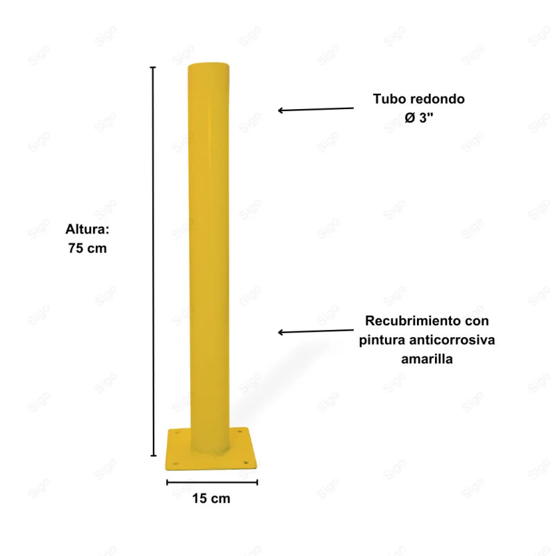 ‣ Bolardo Vial de Seguridad de 3" Metalico | SIGO