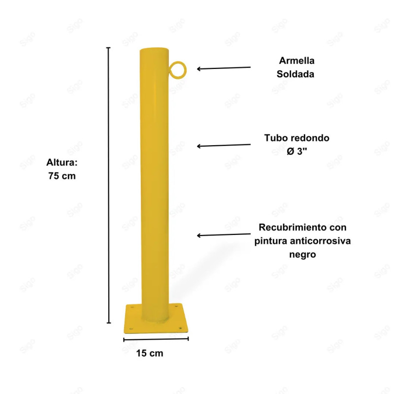 ‣ Bolardo Vial de Seguridad de 3" con Armella | SIGO