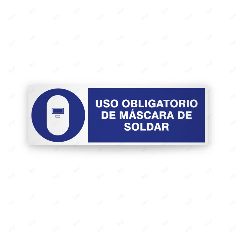 Rótulo de Obligación - Uso obligatorio de mascara de soldar | Cod. OB-206