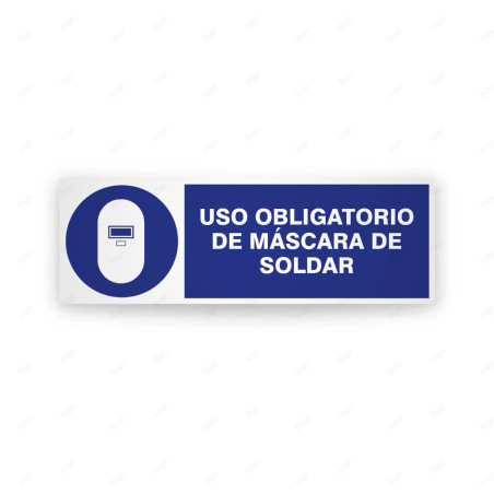 Rótulo de Obligación - Uso obligatorio de mascara de soldar | Cod. OB-206