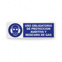 Rótulo de Obligación - Uso obligatorio de proteccion auditiva y mascara de gas| Cod. OB-213