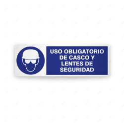 Rótulo de Obligación - Uso obligatorio de casco y lentes de seguridad | Cod. OB-215