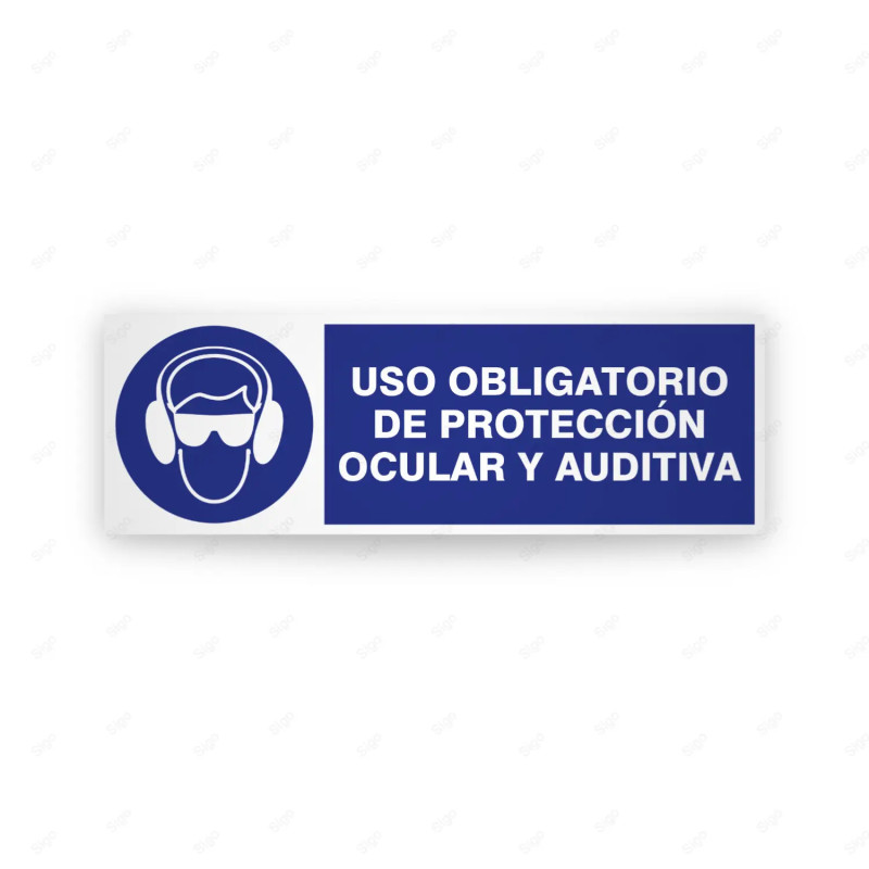 Rótulo de Obligación - Uso obligatorio de protección ocular y auditiva | Cod. OB-216