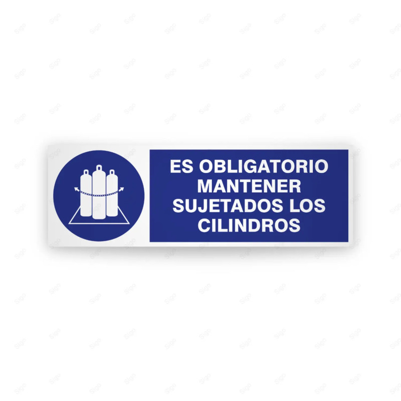 Rótulo de Obligación - Es obligatorio mantener sujetados los cilindros  | Cod. OB-222