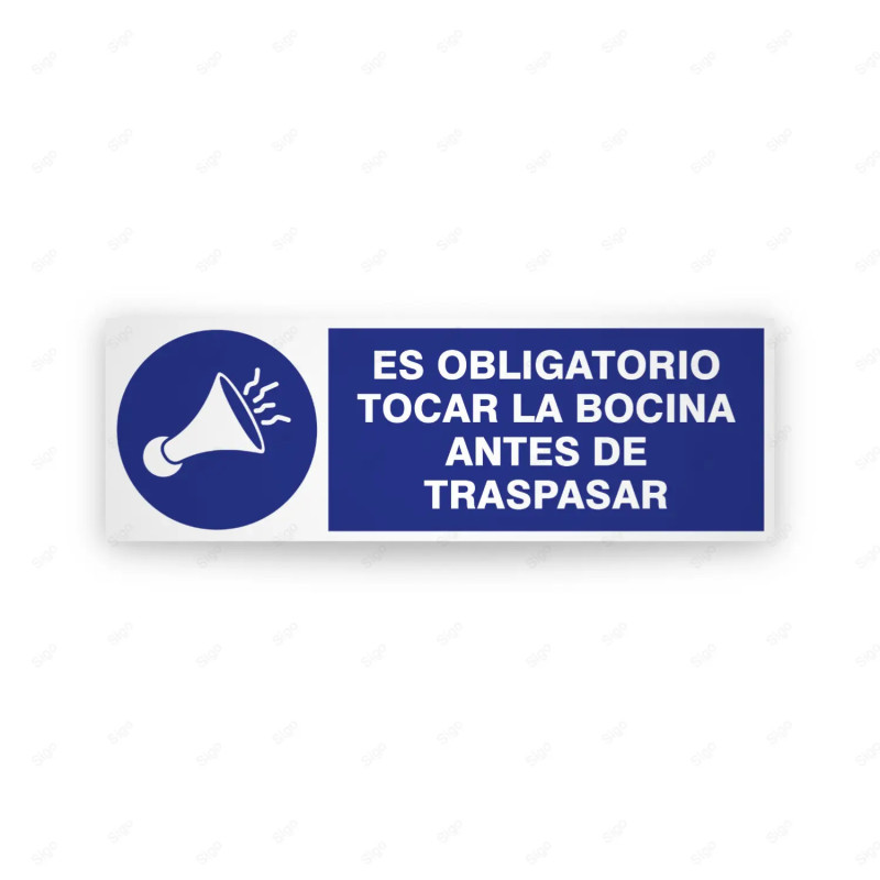 Rótulo de Obligación - Es obligatorio tocar la bocina antes de traspasar  | Cod. OB-226