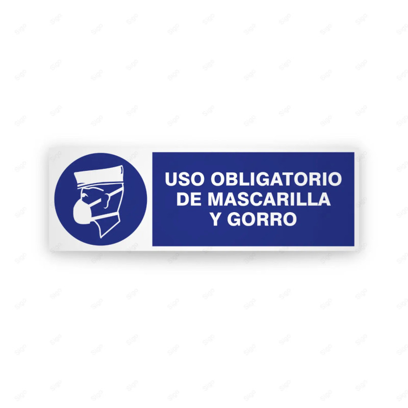 Rótulo de Obligación - Uso obligatorio de mascarilla y gorro | Cod. OB-228