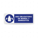 Rótulo de Obligación - Uso obligatorio de mandil y manguitos| Cod. OB-229