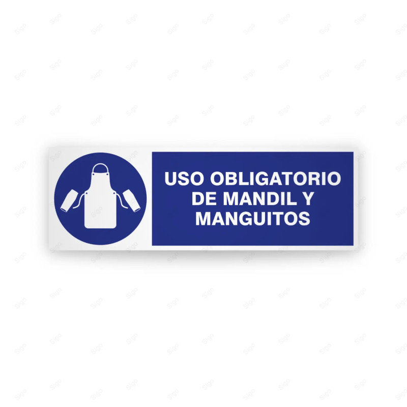 Rótulo de Obligación - Uso obligatorio de mandil y manguitos| Cod. OB-229