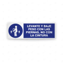 Rótulo de Obligación - Levante y baje peso con las piernas, no con la cintura| Cod. OB-242