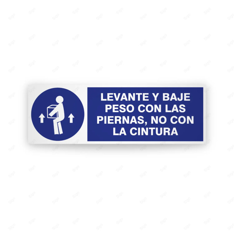 Rótulo de Obligación - Levante y baje peso con las piernas, no con la cintura| Cod. OB-242