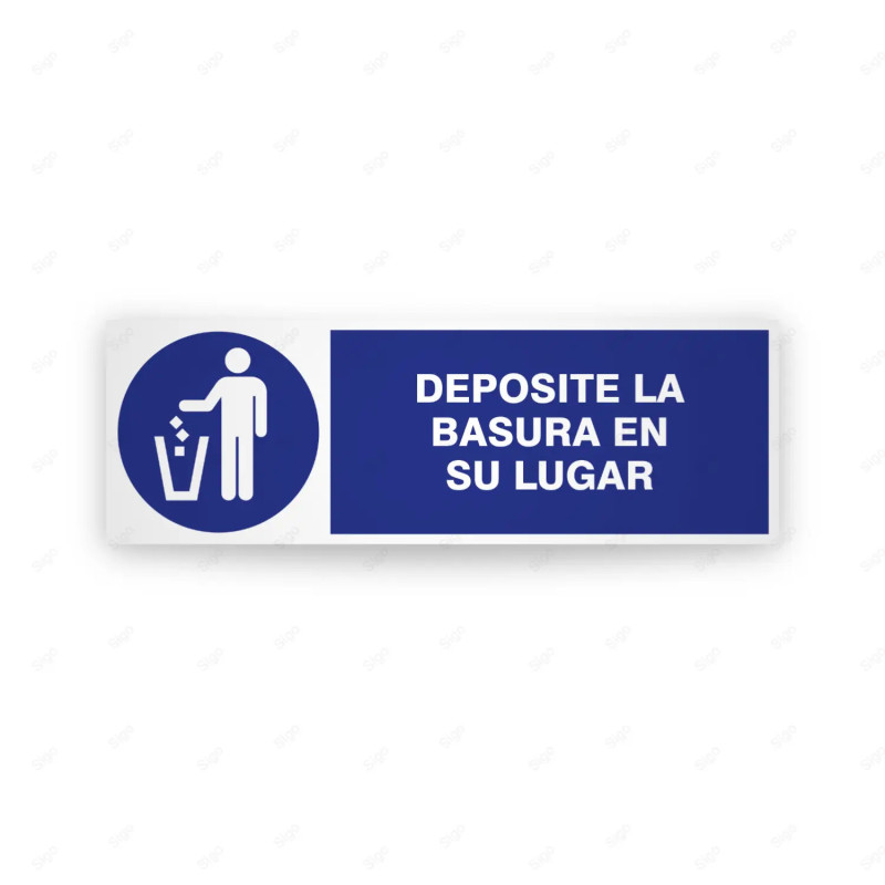 Rótulo de Obligación - Deposite la basura en su lugar  | Cod. OB-255
