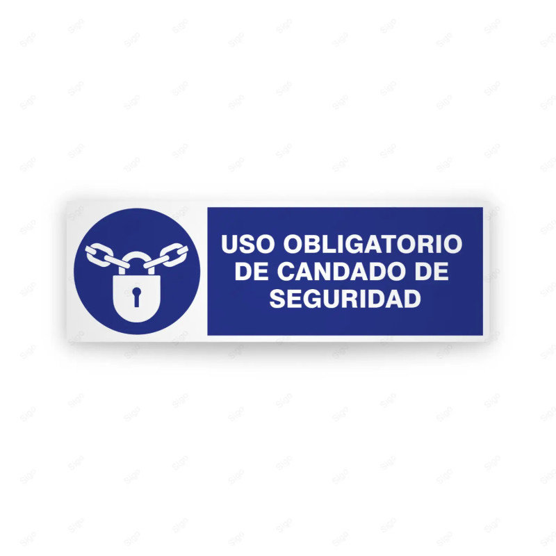 Rótulo de Obligación - Uso obligatorio de candado de seguridad  | Cod.  OB-256