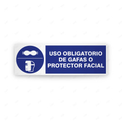 Rótulo de Obligación - Uso obligatorio de gafas o de protector facial  | Cod. OB-262