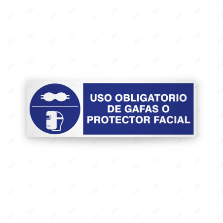 Rótulo de Obligación - Uso obligatorio de gafas o de protector facial  | Cod. OB-262