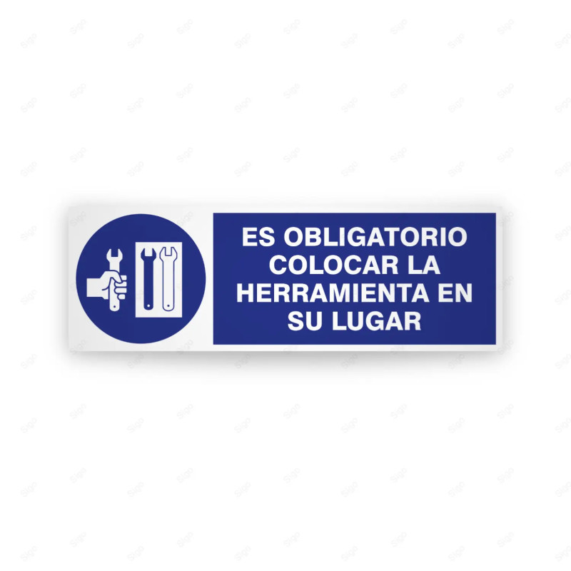 Rótulo de Obligación - Es obligatorio colocar las herramientas en su lugar  | Cod. OB-265