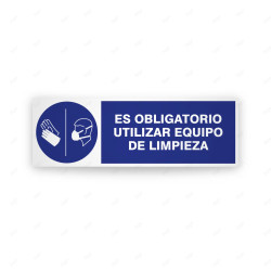 Rótulo de Obligación - Es obligatorio usar equipo de limpieza| Cod. OB-266