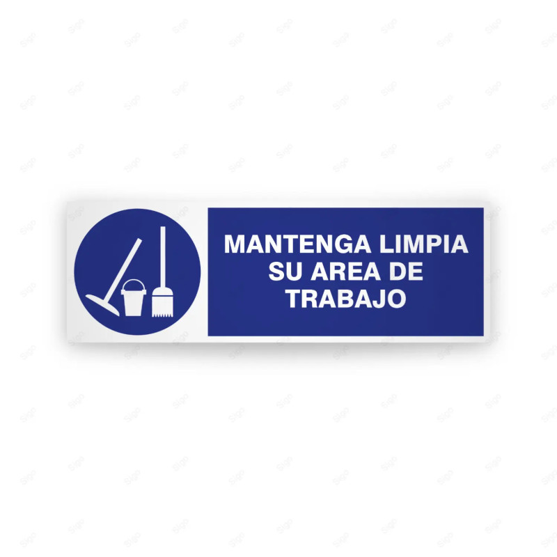 Rótulo de Obligación - Mantenga limpia su area de trabajo | Cod.  OB-270