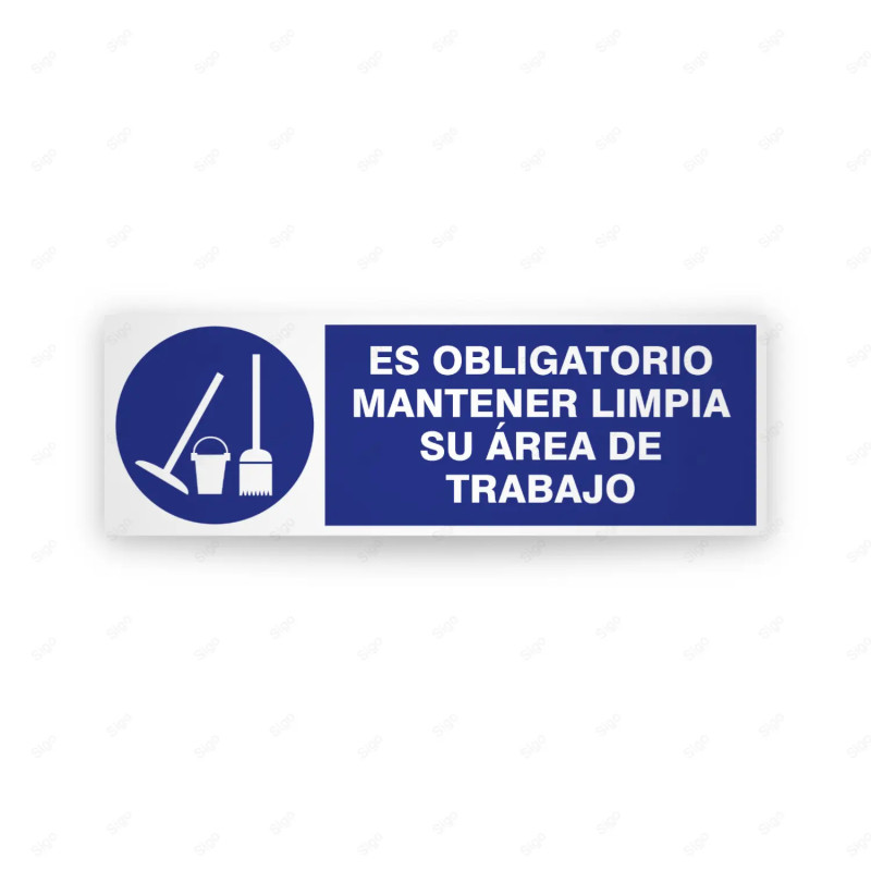 Rótulo de Obligación - Es obligatorio mantener limpia su área de trabajo | Cod. OB-271