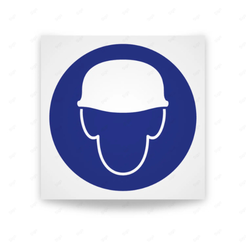 Rótulo de Obligación - Uso obligatorio de casco de seguridad | Cod. OB-002