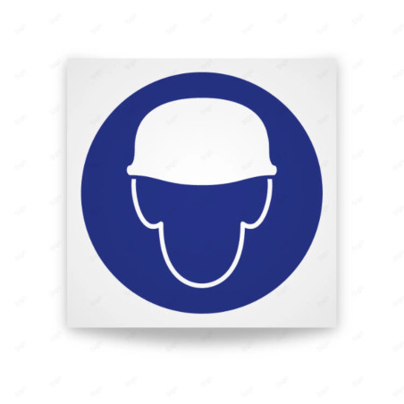 Rótulo de Obligación - Uso obligatorio de casco de seguridad | Cod. OB-002