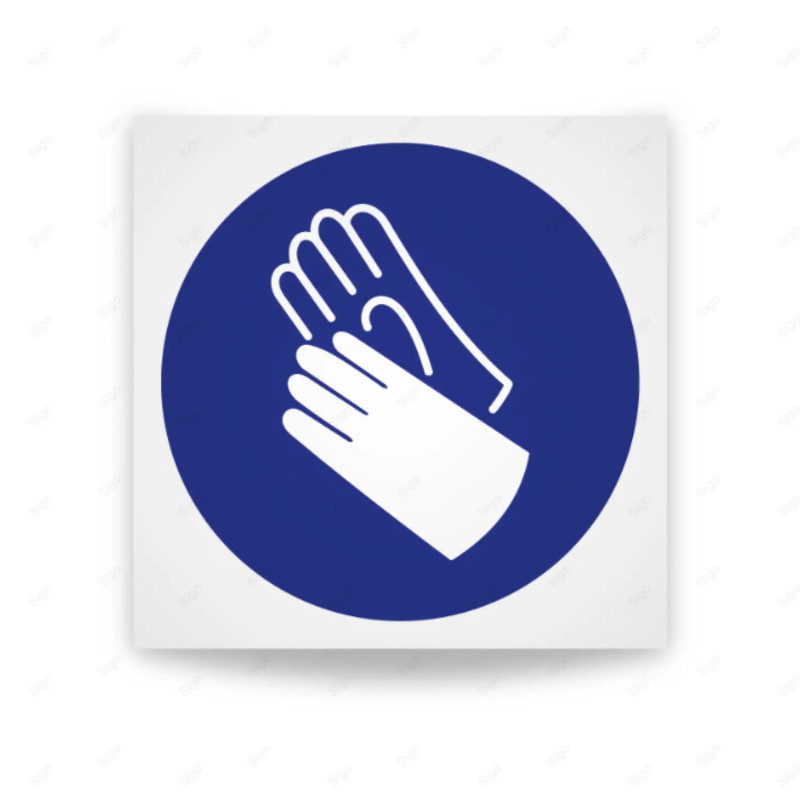 Rótulo de Obligación -  Uso obligatorio de guantes de seguridad | Cod. OB-007