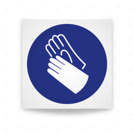 Rótulo de Obligación -  Uso obligatorio de guantes de seguridad | Cod. OB-007