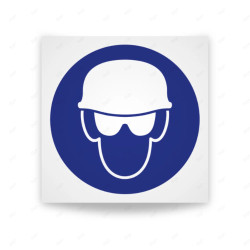 Rótulo de Obligación - Uso obligatorio de casco y lentes de seguridad | Cod. OB-015