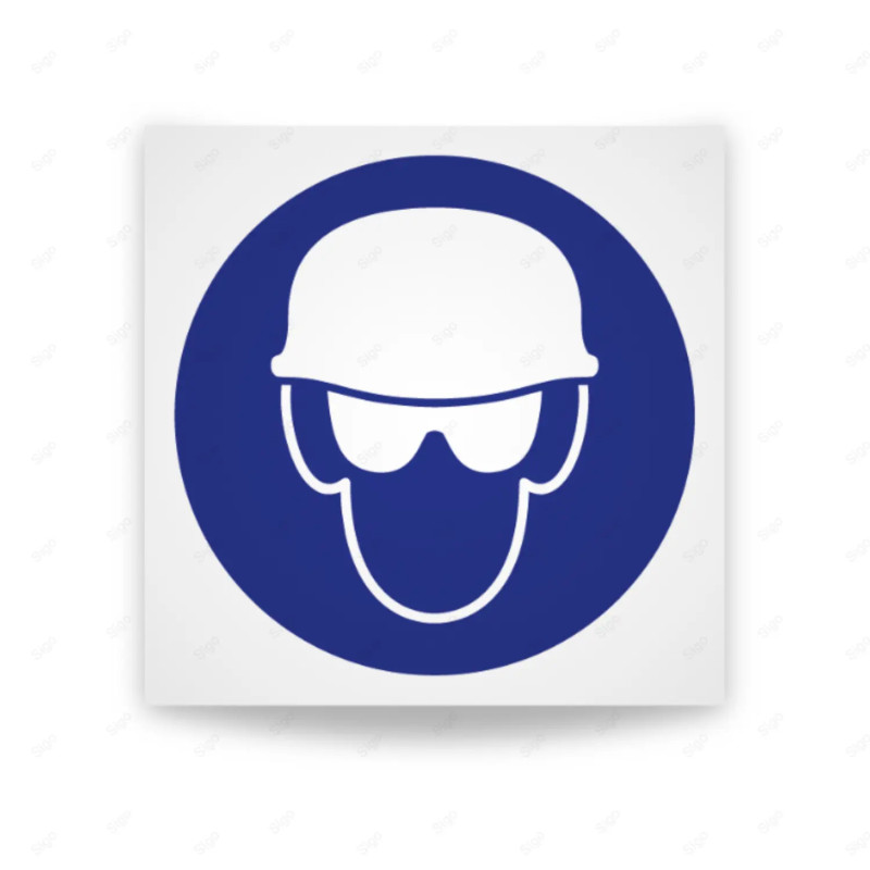 Rótulo de Obligación - Uso obligatorio de casco y lentes de seguridad | Cod. OB-015
