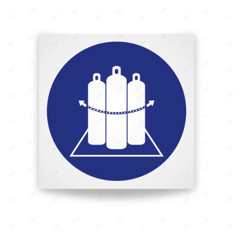 Rótulo de Obligación - Es obligatorio mantener sujetados los cilindros | Cod. OB-022