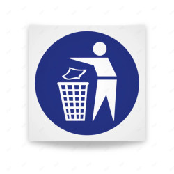 Rótulo de Obligación - Uso obligatorio de depositos y cestes de basura | Cod.  OB-35