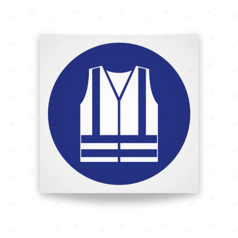 Rótulo de Obligación - Uso obligatorio chaleco reflectante | Cod. OB-046