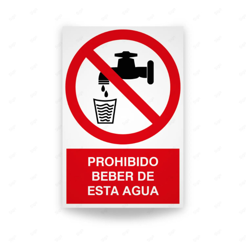 Rótulo de Prohibición - Prohibido beber de esta agua | Cod. PR-112