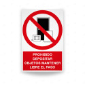 Rótulo de Prohibición - Prohibido depositar objetos mantener libre el paso | Cod. PR-108