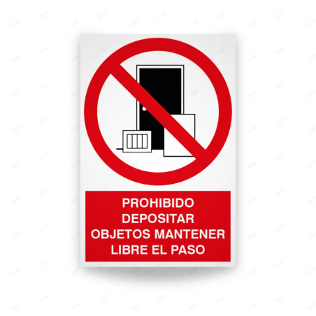 Rótulo de Prohibición - Prohibido depositar objetos mantener libre el paso | Cod. PR-108