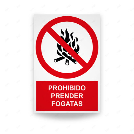 Rótulo de Prohibición - Prohibido prender fogatas | Cod. PR-151