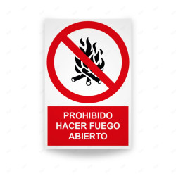 Rótulo de Prohibición - Prohibido hacer fuego abierto | Cod. PR-150
