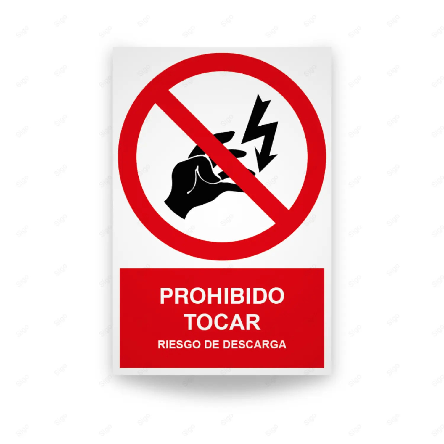 Rótulo de Prohibición - Prohibido tocar riesgo de descarga | Cod. PR-114