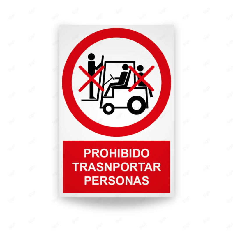 Rótulo de Prohibición - Prohibido transportar personas | Cod. PR-117