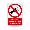 Rótulo de Prohibición - Prohibido hacer ruido y tocar bocinas | Cod. PR-118