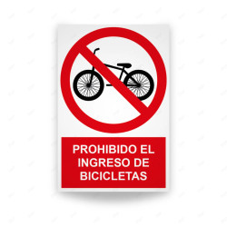 Rótulo de Prohibición - Prohibido el ingreso de bicicletas | Cod. PR-119