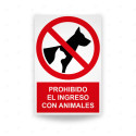Rótulo de Prohibición - Prohibido el ingreso con animales | Cod. PR-121